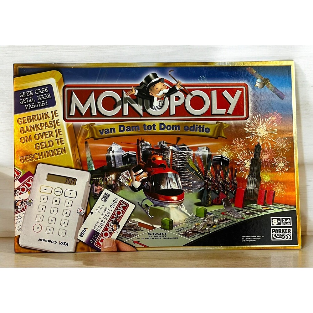 Monopoly van Dam tot Dom Editie Electronic Banking Dutch Board Game 2006 Parker